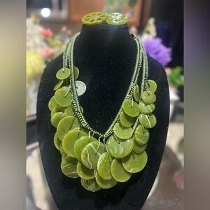 Sassy Jones Green Statement Necklace and Earrings Set